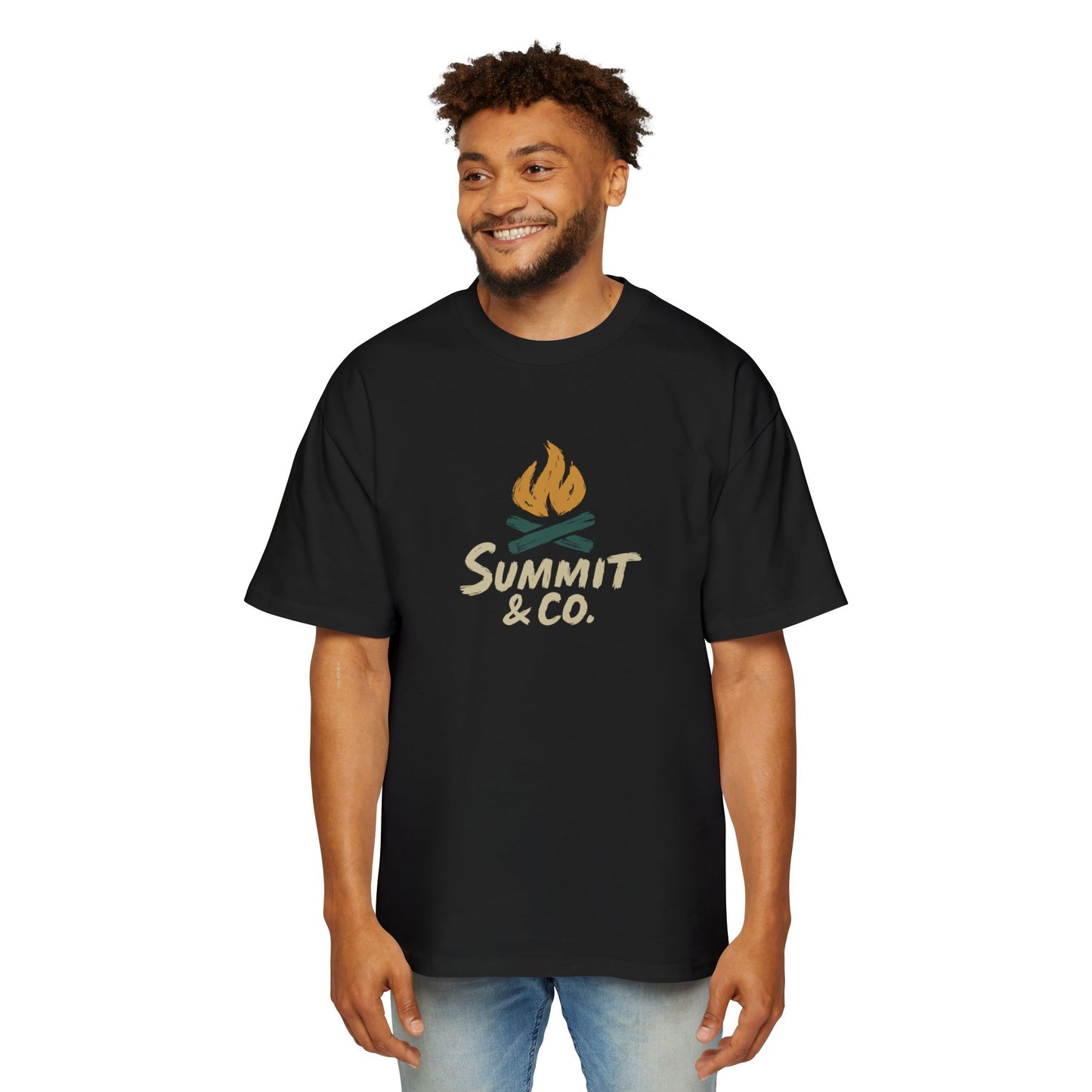 Men's Heavy Oversized Tee-Brushed Fire