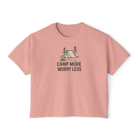 Summit&Co.Women Boxy Tee Camp More Worry Less