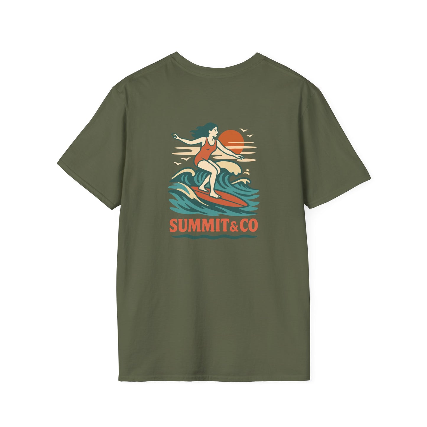 Summit&Co. Softstyle Tee-Surfer Woman (w/Back Design)