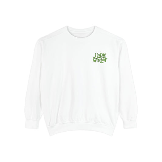 Women's Garment-Dyed Sweatshirt - Happy Camper nVintage Style Cozy Top for All Occasions