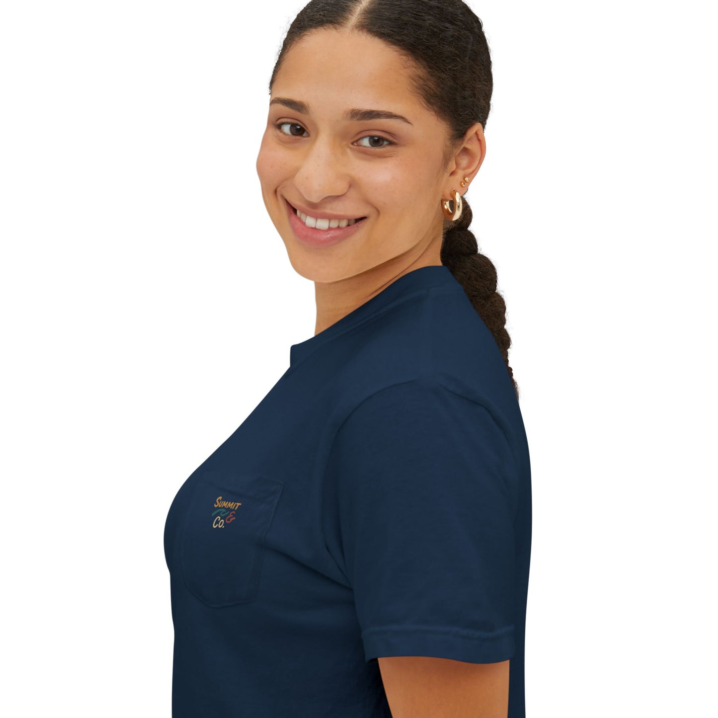 Comfortable Women's Pocket T-Shirt | Brushed Logo