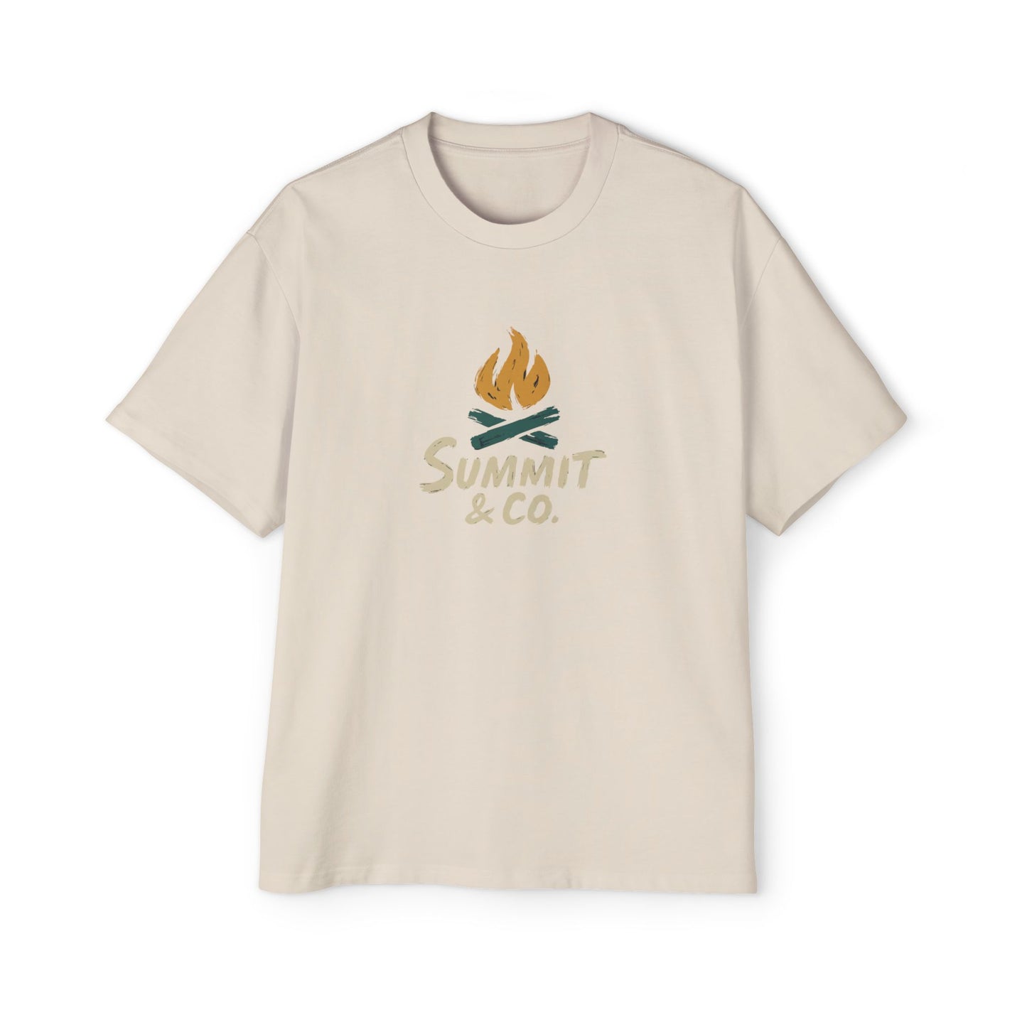 Men's Heavy Oversized Tee-Brushed Fire