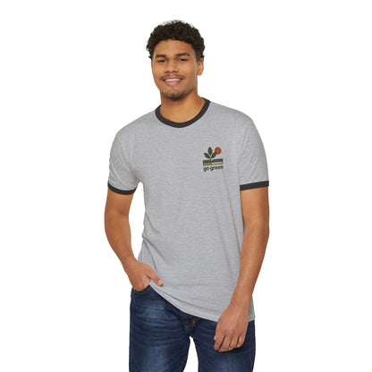 Go Green Unisex Cotton Ringer T-Shirt – Eco-Friendly Style for Nature Lovers