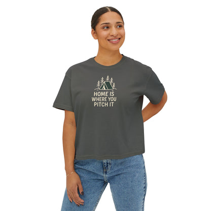 Summit&Co.Women Boxy Tee-Home Is Where You Pitch It