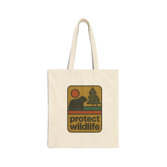 Eco-Friendly Protect Wildlife Cotton Canvas Tote Bag
