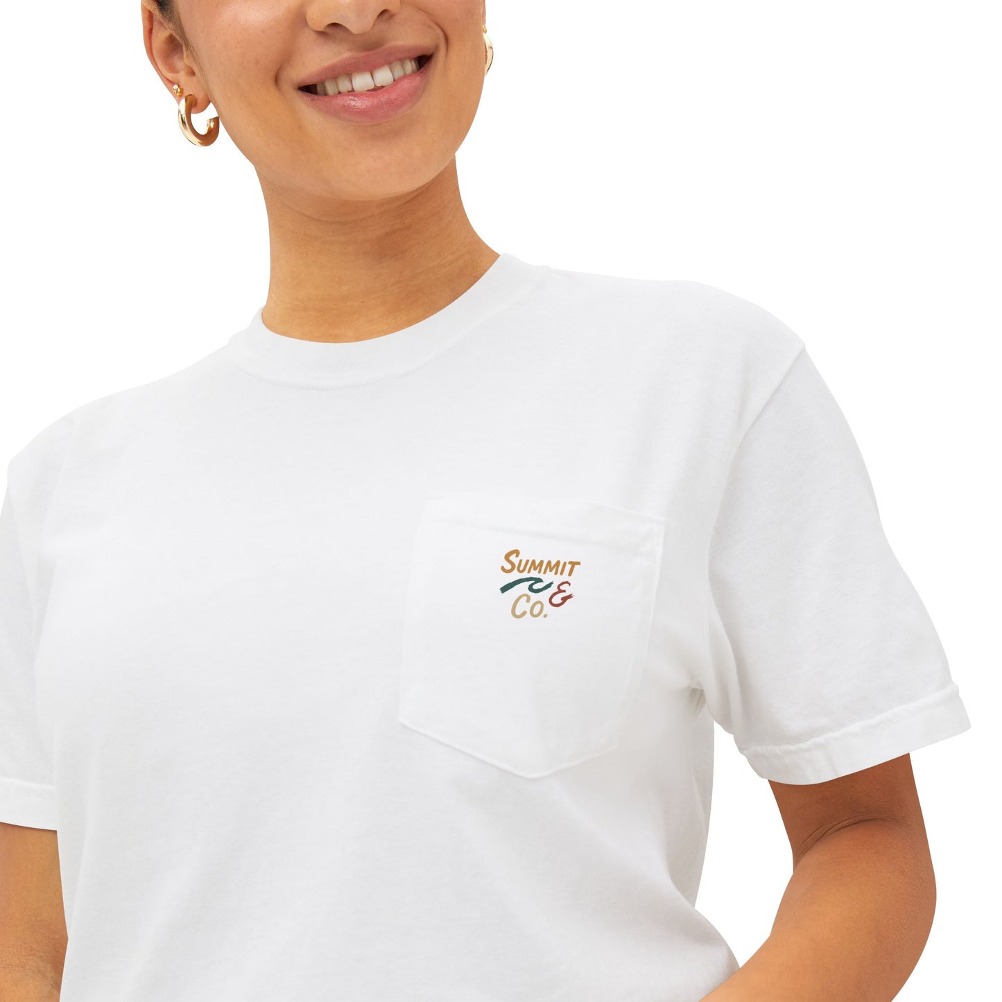 Comfortable Women's Pocket T-Shirt | Brushed Logo