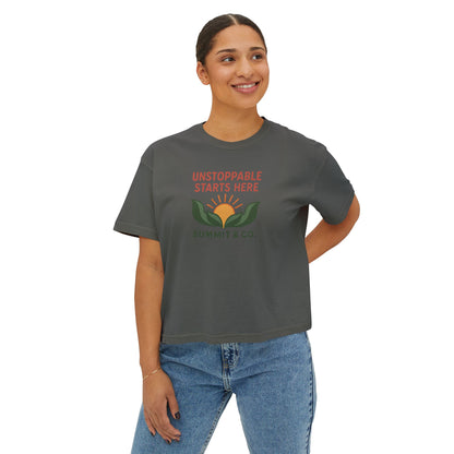 Summit&Co. Women Boxy Tee-Unstoppable Starts Here