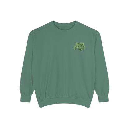 Women's Garment-Dyed Sweatshirt - Happy Camper nVintage Style Cozy Top for All Occasions