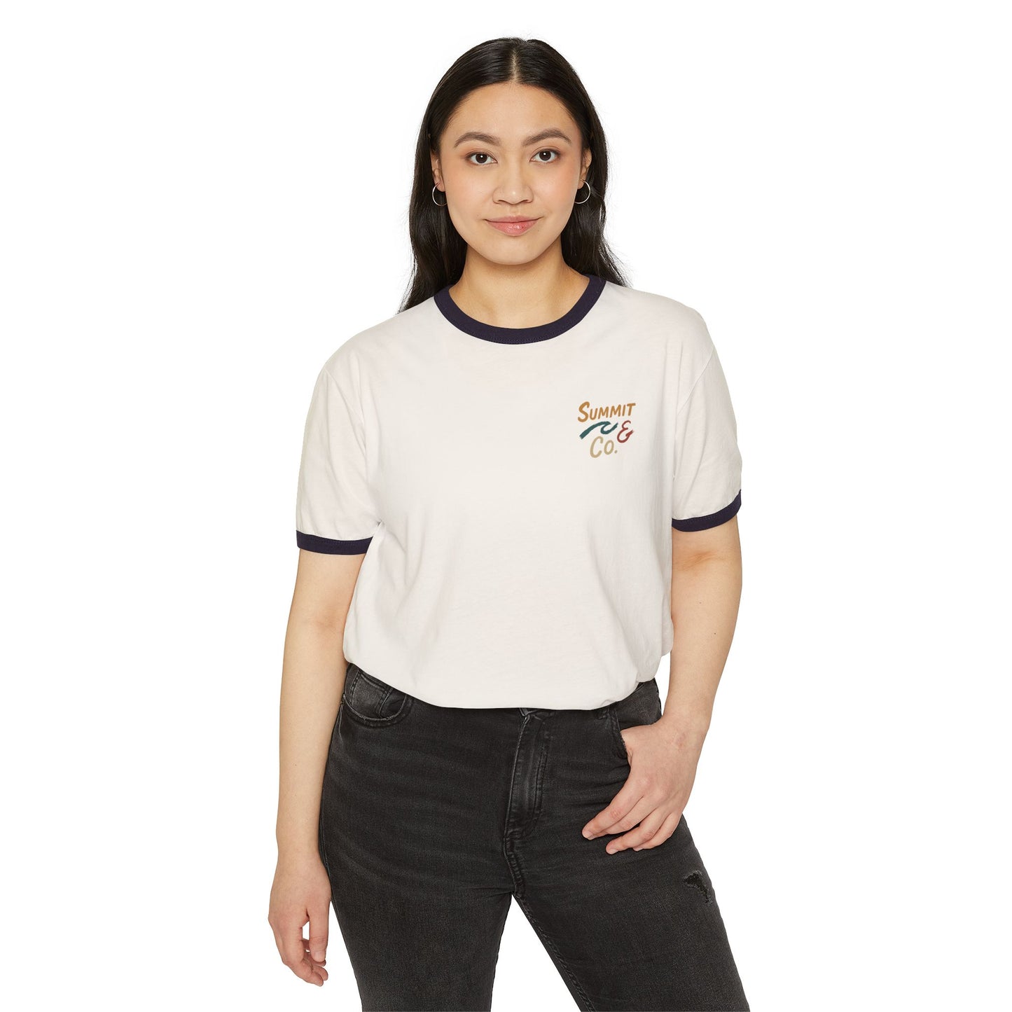 Summit&Co. Women's Ringer Brush Logo Tee