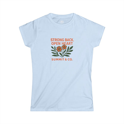 Summit&Co. Women's Slim Strong Back Open Heart Tee