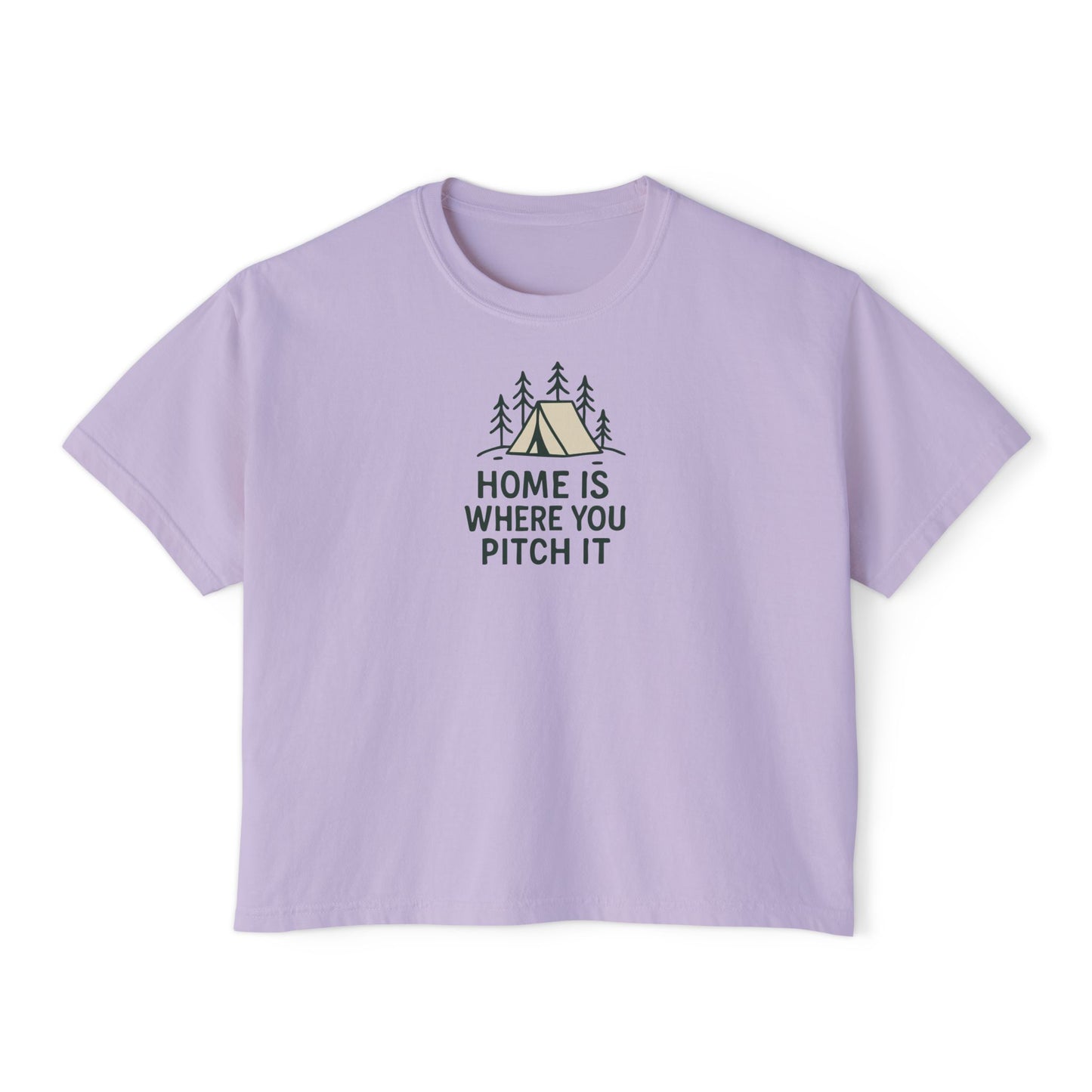 Summit&Co.Women Boxy Tee-Home Is Where You Pitch It