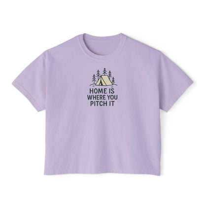 Summit&Co.Women Boxy Tee-Home Is Where You Pitch It