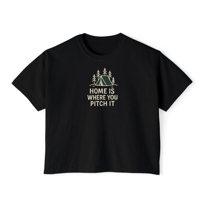 Summit&Co.Women Boxy Tee-Home Is Where You Pitch It