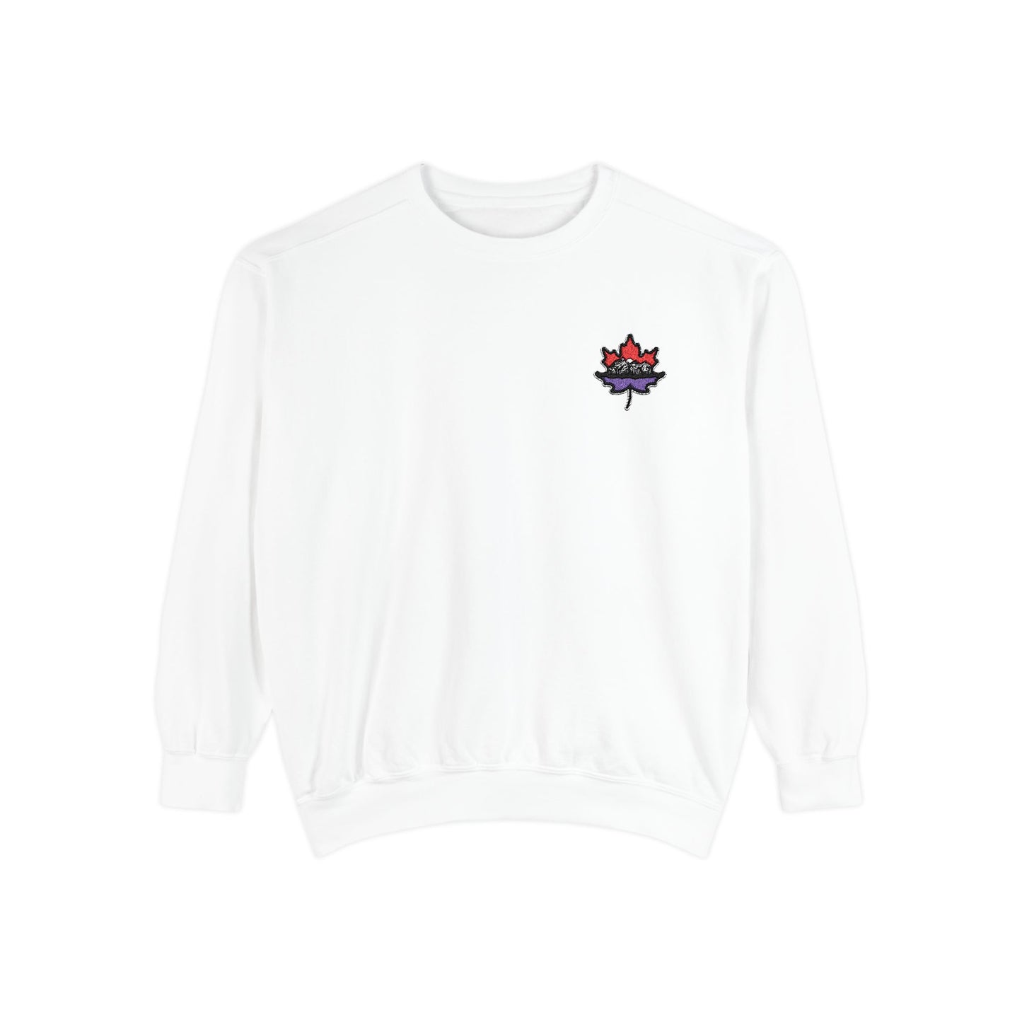 Unisex Garment-Dyed Sweatshirt -Leaf Embroidery Cozy Top for All Occasions