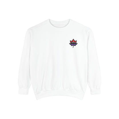 Unisex Garment-Dyed Sweatshirt -Leaf Embroidery Cozy Top for All Occasions