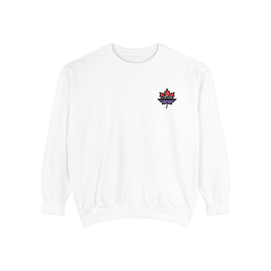 Unisex Garment-Dyed Sweatshirt -Leaf Embroidery Cozy Top for All Occasions