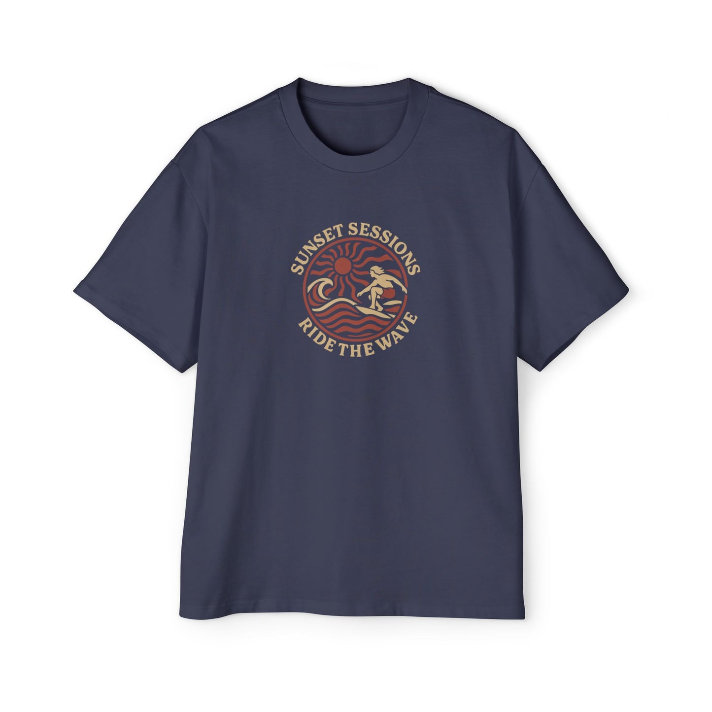 Men's Heavy Oversized Tee -Ride The Wave T-Shirt