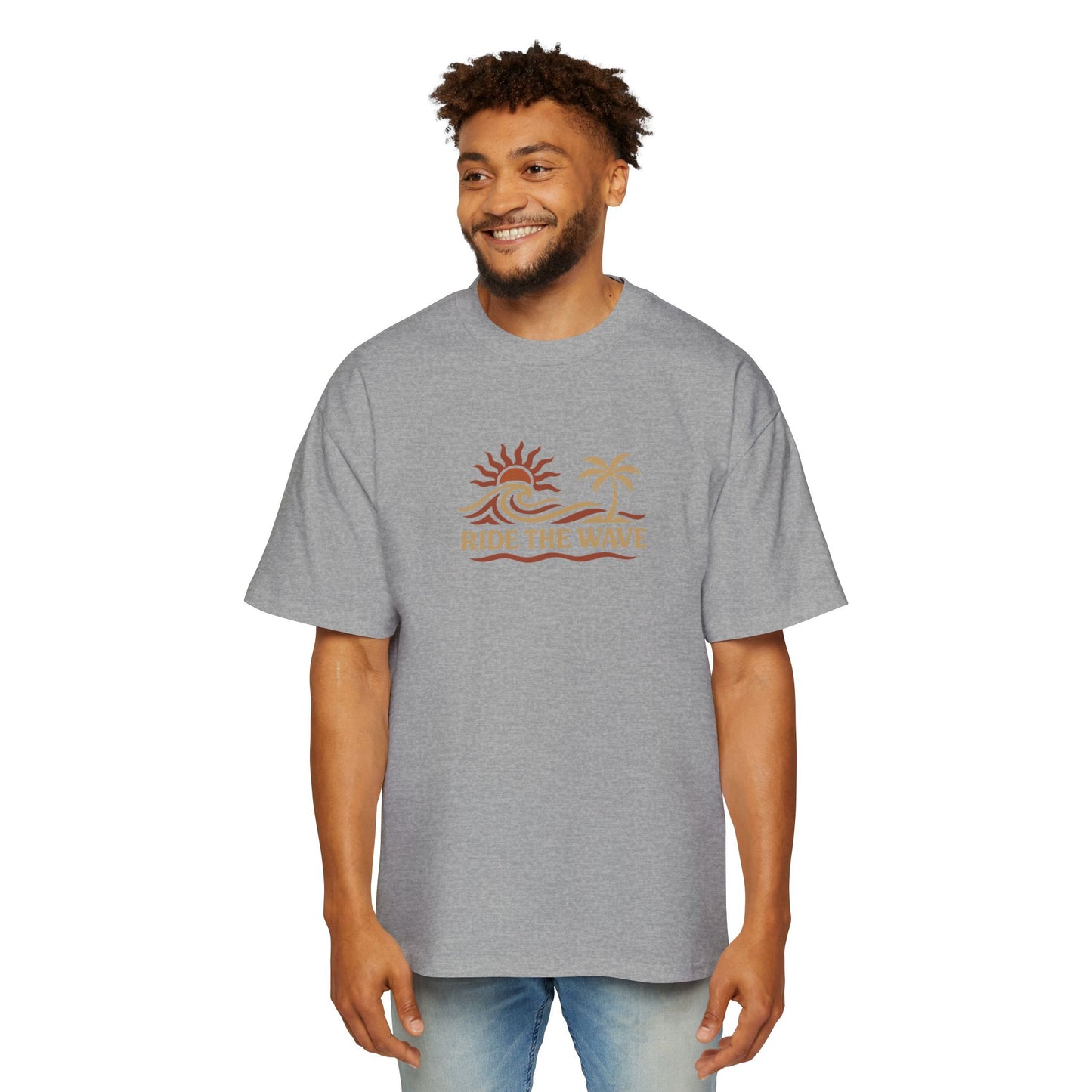 Men's Heavy Oversized Tee-Ride The Wave