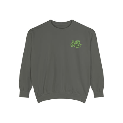 Unisex Garment-Dyed Sweatshirt - Happy Camper Vintage Style Cozy Top for All Occasions