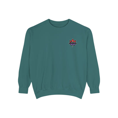Unisex Garment-Dyed Sweatshirt -Leaf Embroidery Cozy Top for All Occasions