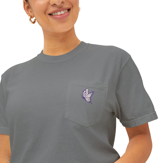 Comfortable Women's Pocket T-Shirt | Butterfly