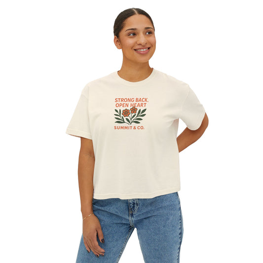Summit&Co. Women Boxy Tee-Strong Back Open Heart