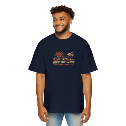 Men's Heavy Oversized Tee-Ride The Wave