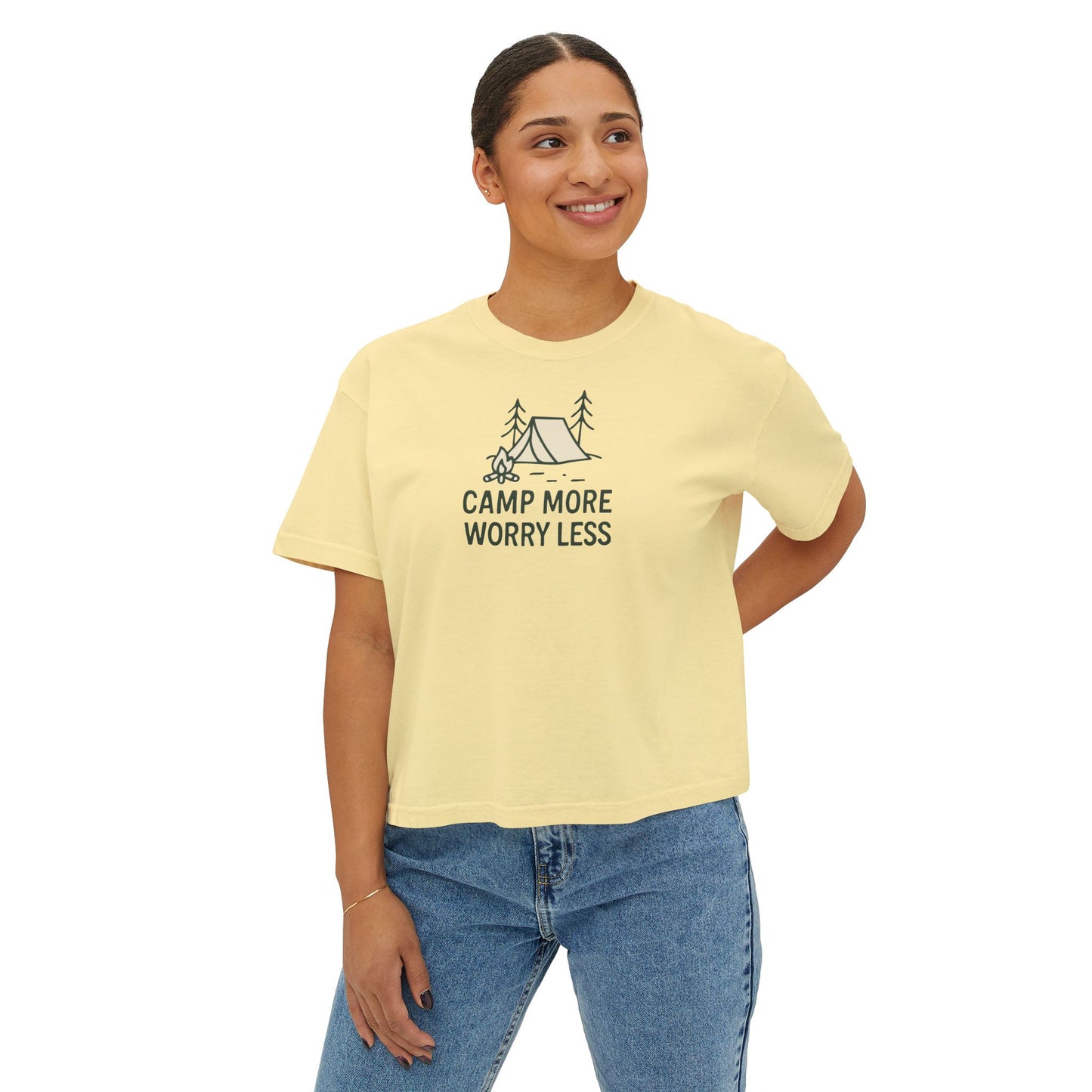 Summit&Co.Women Boxy Tee Camp More Worry Less