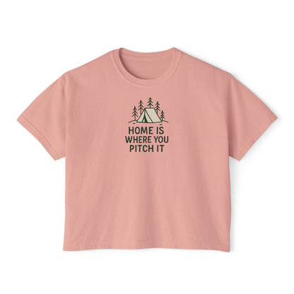Summit&Co.Women Boxy Tee-Home Is Where You Pitch It