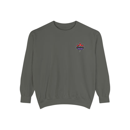 Unisex Garment-Dyed Sweatshirt -Leaf Embroidery Cozy Top for All Occasions