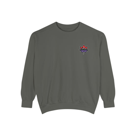 Unisex Garment-Dyed Sweatshirt -Leaf Embroidery Cozy Top for All Occasions