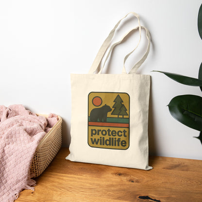 Eco-Friendly Protect Wildlife Cotton Canvas Tote Bag